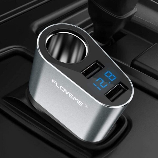 FLOVEME USB-autolaadija koos voltmeetriga 