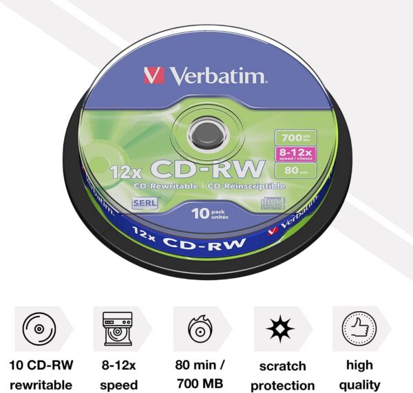 Verbatim CD-RW - 700 MB ümberkirjutatav toorik, 10tk